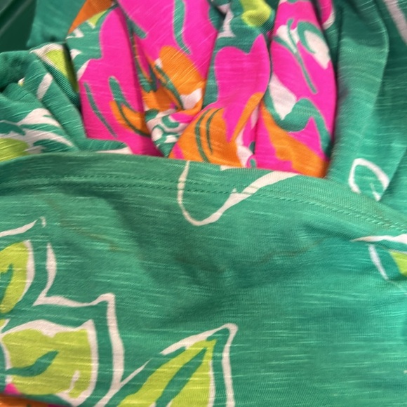 Lilly Pulitzer SZ M Amy Maxi Spearmint Fuzzy Navel Strapless Ruffle Floral Dress - Picture 15 of 15